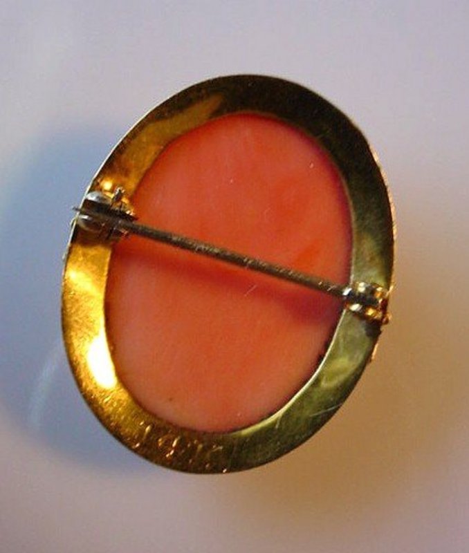 BEAUTIFUL ANTIQUE 14K GOLD CORAL CAMEO