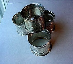 4 VICTORIAN ~  20TH CENTURY STERLING NAPKIN RINGS