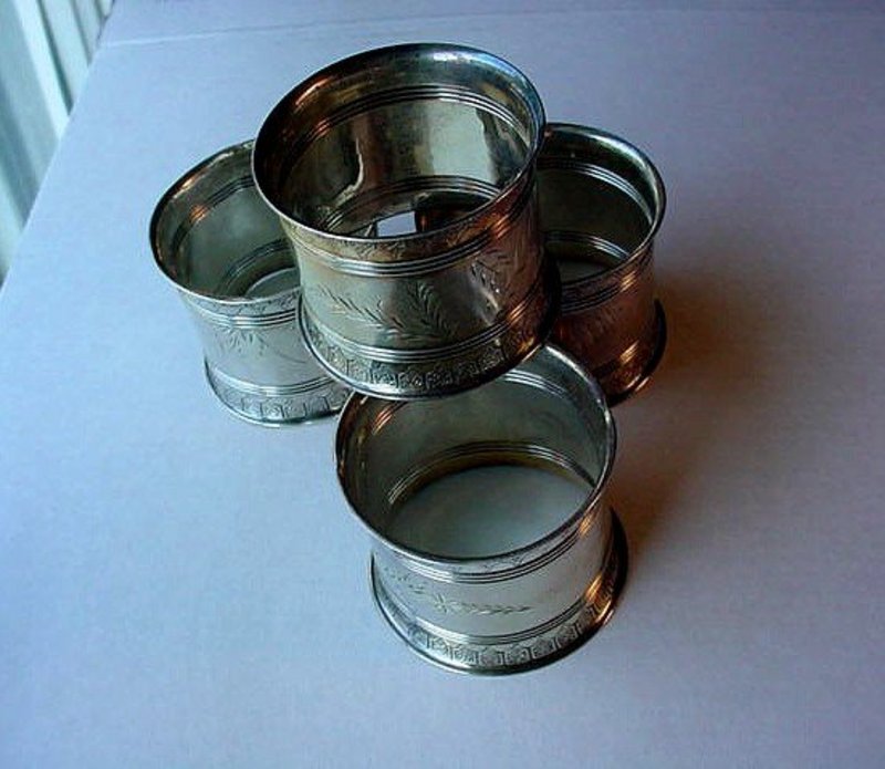 4 VICTORIAN ~  20TH CENTURY STERLING NAPKIN RINGS