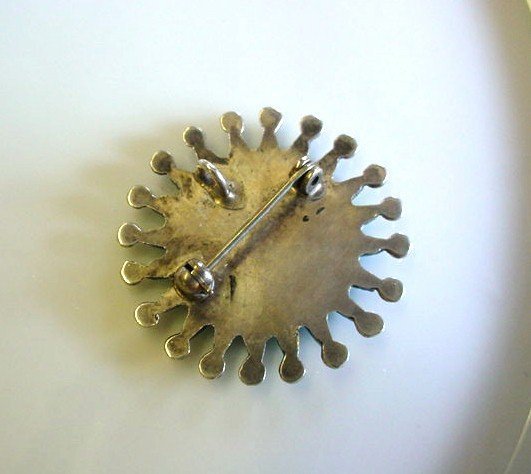 NATIVE AMERICAN STERLING PETIT POINT BROOCH