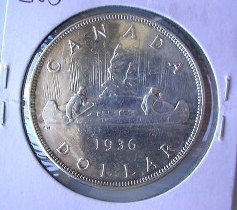 CANADIAN SILVER COIN .. 1936 SILVER DOLLAR UNC