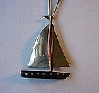 LOS CASTILLO STERLING & BRASS SAILBOAT PENDANT & CHAIN