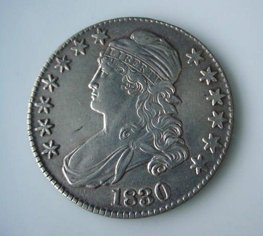 ANTIQUE COIN... 1830 CAPPED BUST US HALF DOLLAR AU UNC