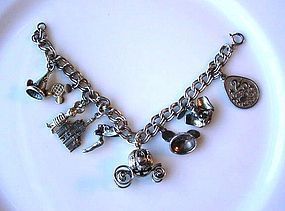 DISNEY CHARACTERS STERLING CHARM BRACELET