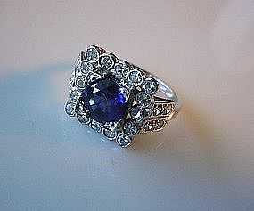 BEAUTIFUL ART DECO PLATINUM DIAMOND & SAPPHIRE RING