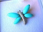 18K GOLD... PAVE DIAMONDS... PERSIAN TURQUOISE DRAGONFLY BROOCH