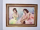 Painting of TWO BALLERINAS  { OIL ON CANVAS