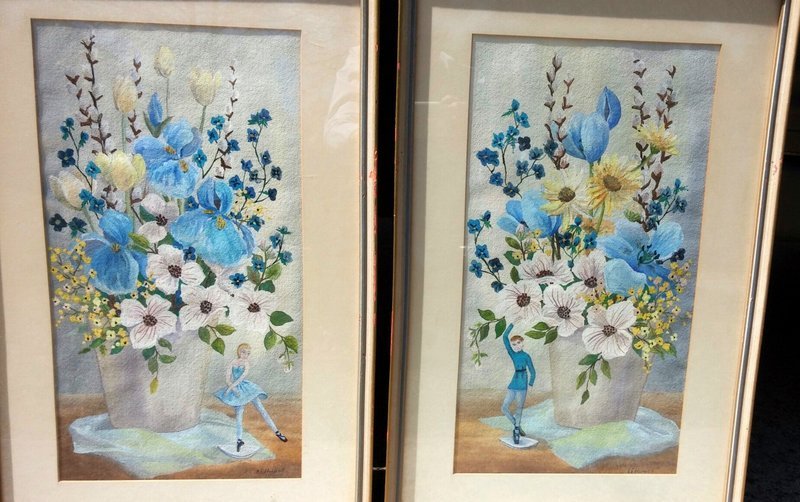 PAIR WATERCOLORS R.E. HOLMES SAN FRANCISCO, LISTED CALIFORNIA ARTIST