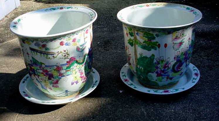 PAIR CHINESE PORCELAIN PLANTERS Ca. 1925- 1950