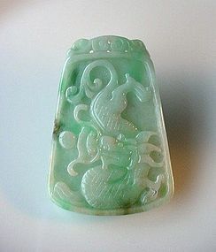 JADE PLAQUE DRAGON & PHOENIX PENDANT