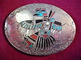 Great Native American SILVER ZUNI BUCKLE