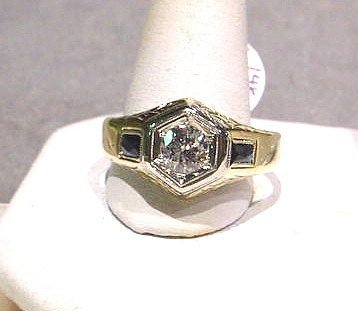 14 DIAMOND wSAPPHIRE ACCENTS RETRO RING .61 Carat DIAMOND