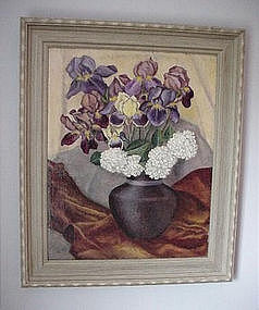 Painted FLOWERS IN A VASE CARL BUCK 1935 LISTED ARTIST