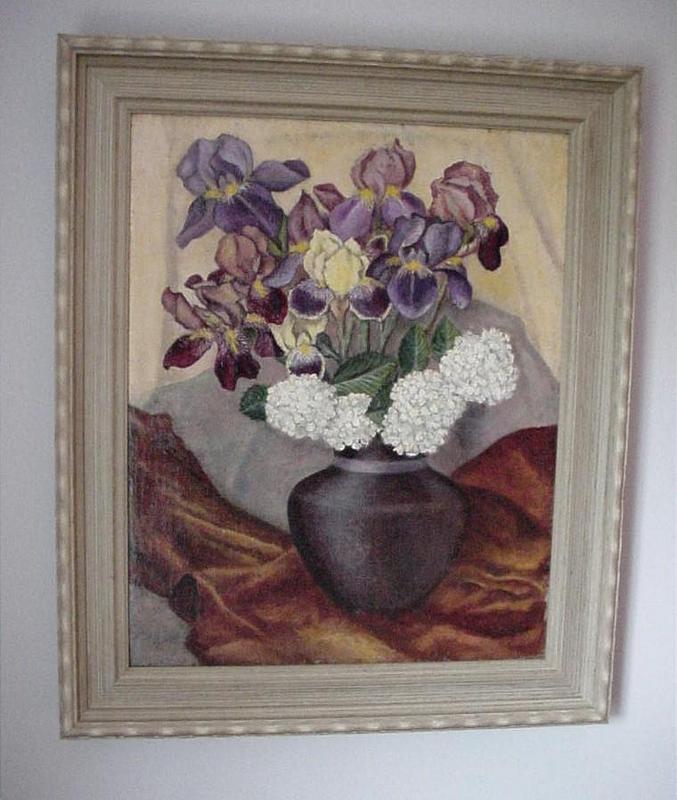 Painted FLOWERS IN A VASE CARL BUCK 1935 LISTED ARTIST