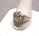 14K DIAMOND FILIGREE RING ca. 30's 40's