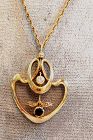 14K DIAMOND & SAPPHIRE ART NOUVEAU PENDANT ~ NECKLACE