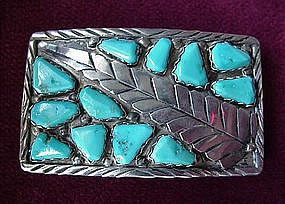 Sterling & Multi TURQUOISE BUCKLE ca. 1950