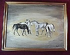 OIL PAINTING On CANVAS ...5 HORSES
