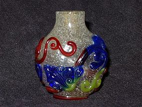 Qing Dynasty - Pair of Qilong Motif Glass Snuff Bottle