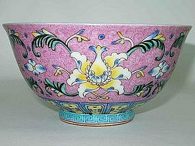 Finely Enamelled Pink-Ground "Famille-Rose" Bowl