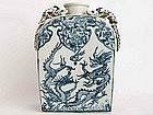 Rare Blue and White Pilgrim Flask – Circa Late 19th Cen