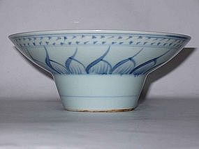 Blue and White High Bowl (Stem Bowl) Late 19th Century