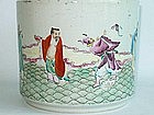 Famille Rose Brush Pot with Eight Immortals Motif