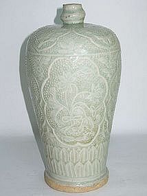 Yuan Dynasty - Qingbai  Beaded Meiping or Plum Vase