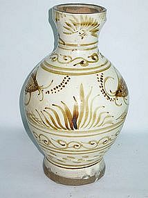 Yuan Dynasty - Iron Brown Painted Cizhou Vase