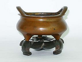 Qing Dynasty - 18th Century Fine Bronze Bombe Censer