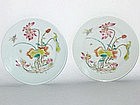 Early Republic  –  Pair of Lotus Flower Painting Saucer