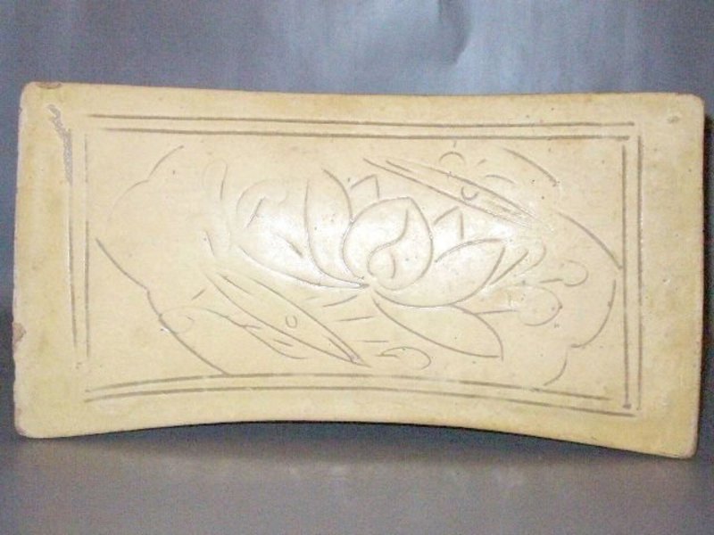 Song Dynasty - Cizhou Glazed Pillow With Incised Lotus