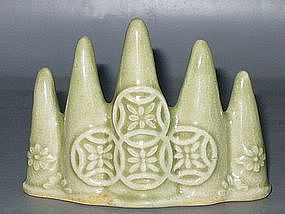 Qing Dynasty - Green Glazed Mountain Brush Rest