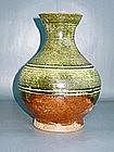Han Dynasty - Green and Amber Glazed Funerary Vase