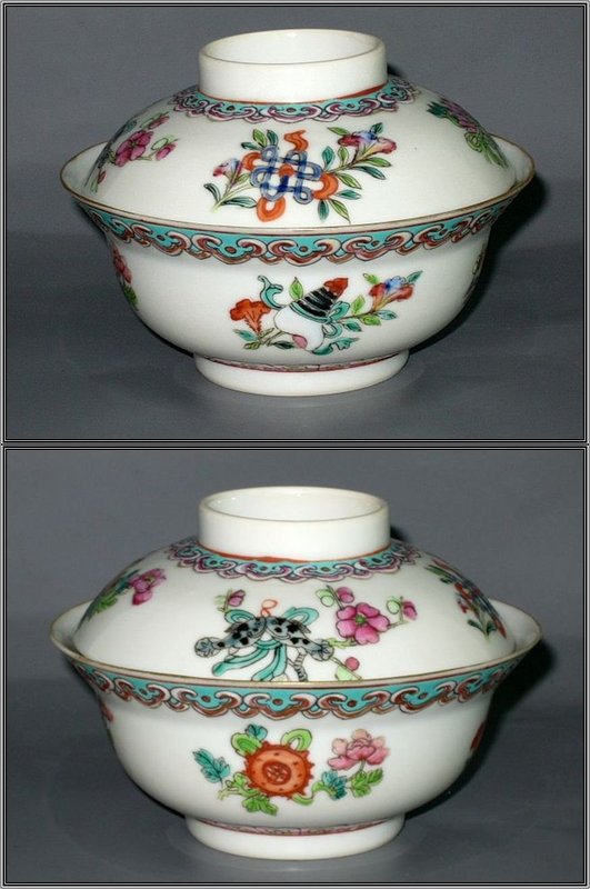 Qing Dynasty - Famille Rose Buddhist 8 Auspicious Signs