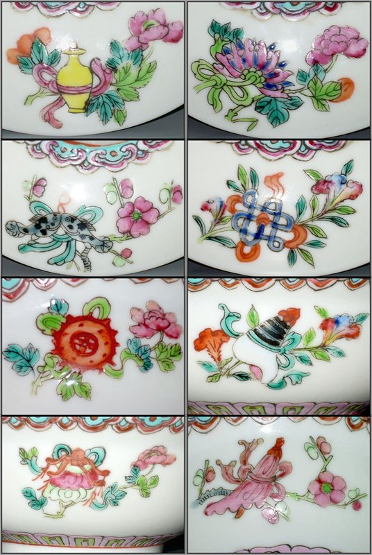 Qing Dynasty - Famille Rose Buddhist 8 Auspicious Signs