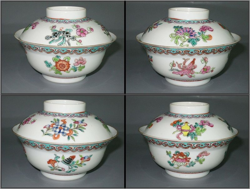 Qing Dynasty - Famille Rose Buddhist 8 Auspicious Signs