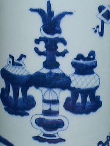 Qing Dynasty - Blue and White Hundred Antiques Vase