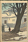 Hasui Woodblock Print - Lingering Snow 1934 - First edition SOLD