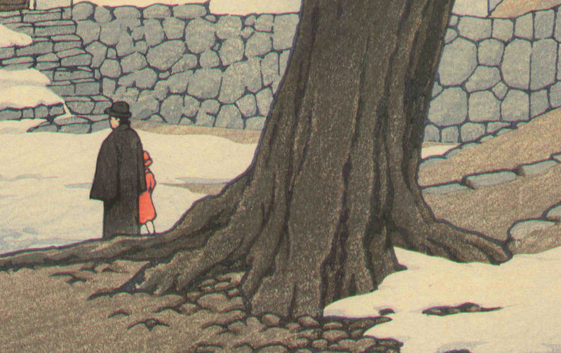 Hasui Woodblock Print - Lingering Snow 1934 - First edition SOLD