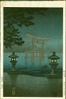 Tsuchiya Koitsu Woodblock Print - Miyajima Torii and Deer (1) SOLD