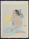 Paul Jacoulet  Woodblock Print - Young Girl, Hibiscus 1st SOLD