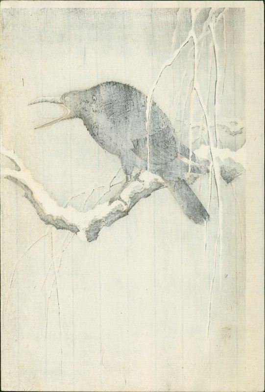 Ohara Koson Japanese Woodblock Print - Cawing Crow SOLD