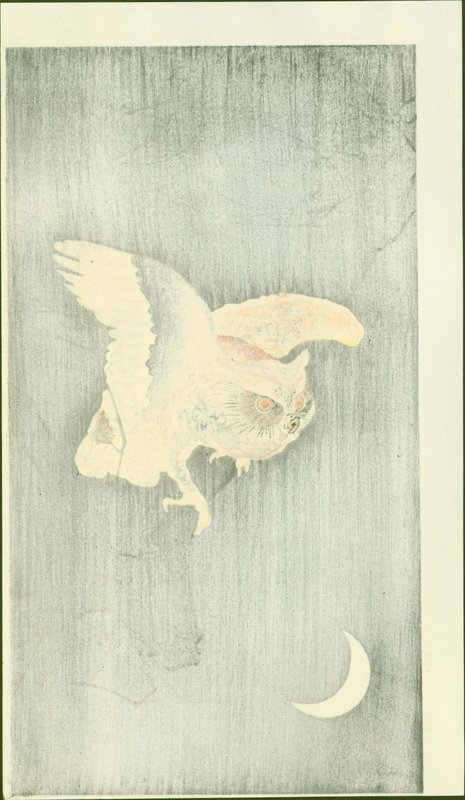 Ohara Koson Japanese Woodblock Print - Owl and Moon SOLD