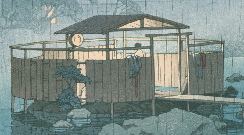 Kawase Hasui Japanese Woodblock Print - Rain Shuzenji, 1st ed SOLD