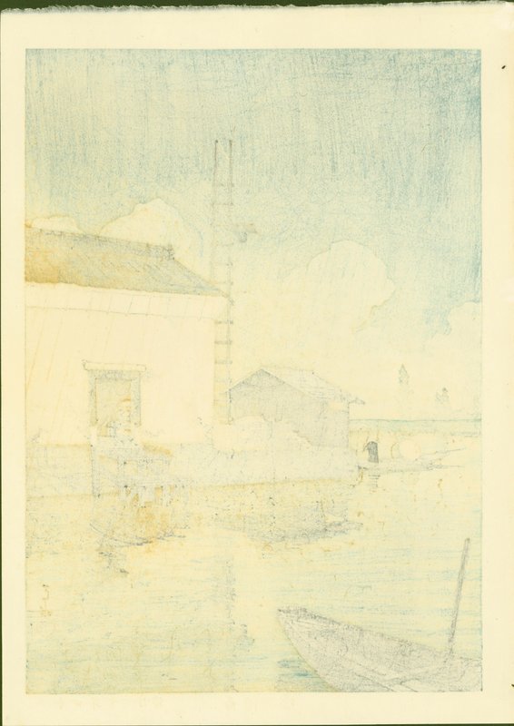 Kawase Hasui Japanese Woodblock Print - Rain at Ushibori SOLD
