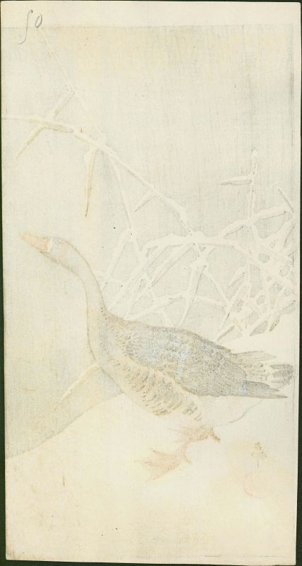 Ohara Koson Japanese Woodblock Print - Goose and Reeds SOLD