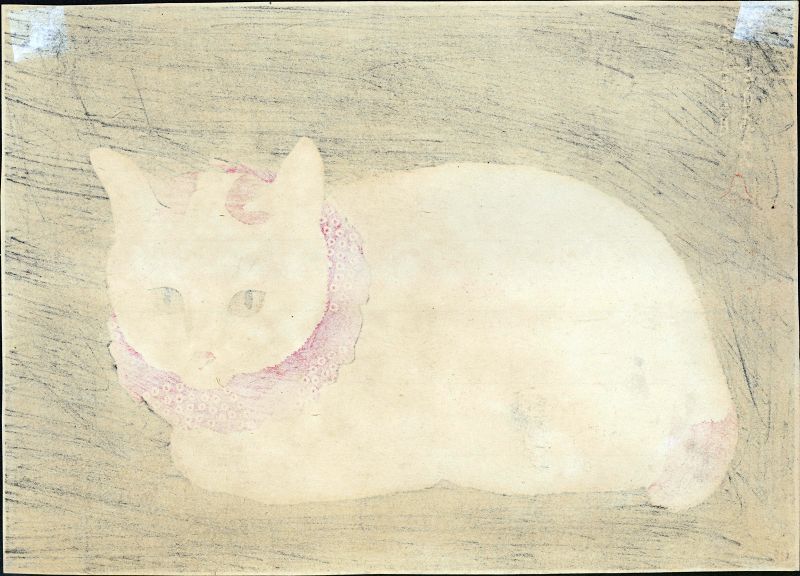 Takahashi Shotei Japanese Woodblock Print - Tama the Cat SOLD