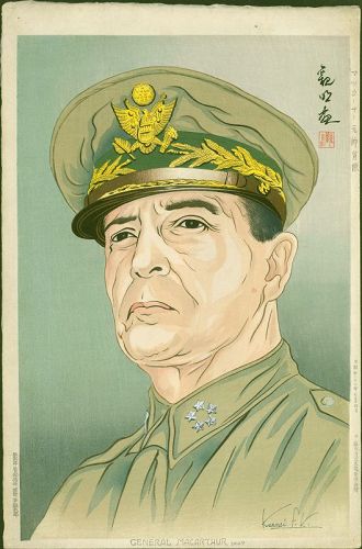 Kanmei Japanese Woodblock Print - General MacArthur- Rare - SOLD
