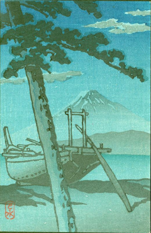 Kawase Hasui Woodblock Print - Miho at Night - Rare Postcard SOLD